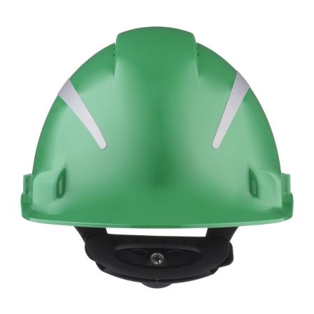 Preview: 3M™ Schutzhelm, Uvicator, Ratschenverschluss, belüftet, reflektierend, Kunststoffschweißband, Grün, G3000NUV-R-GP