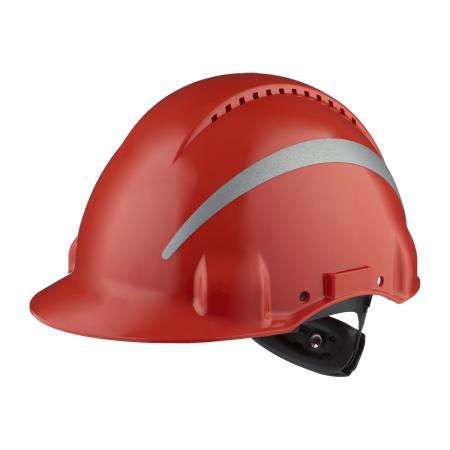 3M™ Schutzhelm, Uvicator, Ratschenverschluss, belüftet, reflektierend, Kunststoffschweißband, Rot, G3000NUV-R-RD