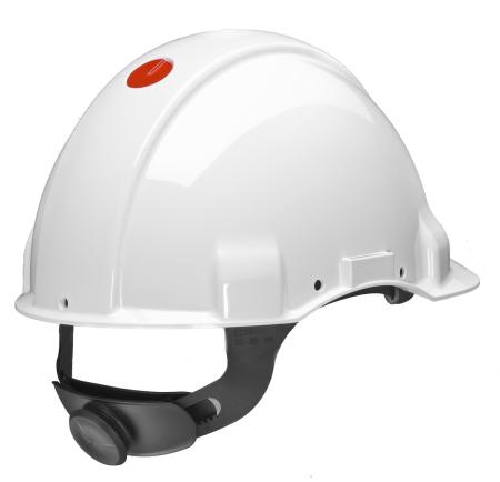 3M™ Schutzhelm, Uvicator, Ratschenverschluss, nicht belüftet, dielektrisch 1000 V, Lederschweißband, Weiß, G3001MUV1000V-VI