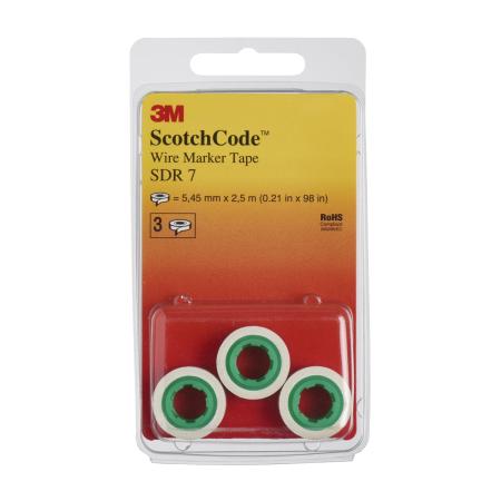 Preview: 3M™ ScotchCode™ SDR-7 Kabelmarkierer Nachfüllrollen, Ziffer "7", 3er Blisterpack