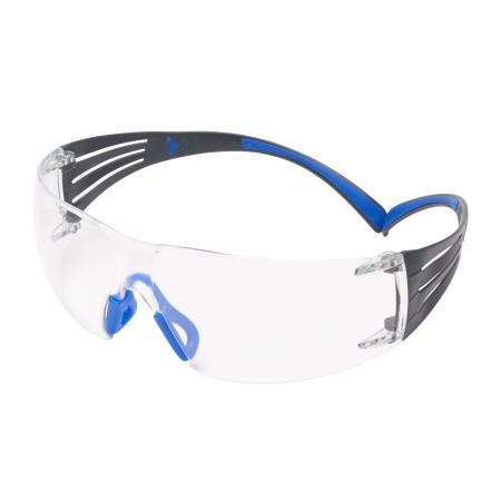 3M™ SecureFit™ 400 Schutzbrille, blau/graue Bügel, Scotchgard™ Anti-Fog-/Antikratz-Beschichtung (K&N), transparente Scheibe, SF401SGAF-BLU-EU