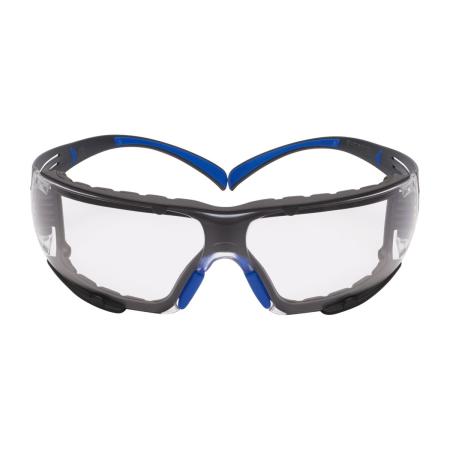 Preview: 3M™ SecureFit™ 400 Schutzbrille, blau/grüne Bügel, Schaumrahmen, Scotchgard™ Anti-Fog-/Antikratz-Beschichtung (K&N), transparente Scheibe, SF401SGAF-BLU-F-EU