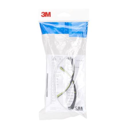 3M™ SecureFit™ 400 Schutzbrille, schwarz/grüne Bügel, Antikratz-/Anti-Fog-Beschichtung, transparente Scheibe, SF401AS/AF-EU