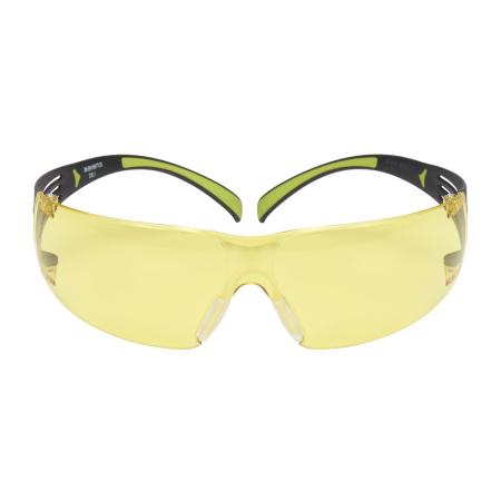 Preview: 3M™ SecureFit™ 400 Schutzbrille, schwarze/grüne Bügel, Antikratz-/Anti-Fog-Beschichtung, gelbe Scheibe, SF403AS/AF-EU