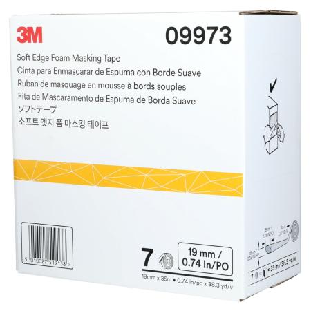 Preview: 3M™ Soft Edge Foam Abdeckband, Weiß, 19 mm x 35 m, 09973