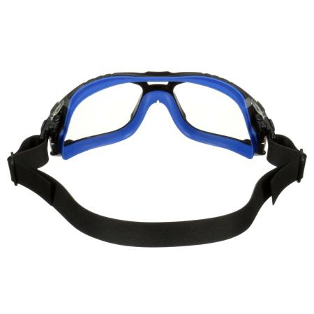 Preview: 3M™ Solus™ 1000 Schutzbrille, blau/schwarze Bügel, Scotchgard™ Anti-Fog-/Antikratz-Beschichtung (K&N), transparente Scheibe, mit TPE-Rahmen und Neoprenkopfband, S1101NSGAF-TSKT-EU, 20 pro Packung