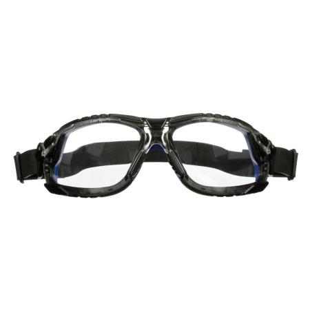 3M™ Solus™ 1000 Schutzbrille, blau/schwarze Bügel, Scotchgard™ Anti-Fog-/Antikratz-Beschichtung (K&N), transparente Scheibe, mit TPE-Rahmen und Neoprenkopfband, S1101NSGAF-TSKT-EU, 20 pro Packung