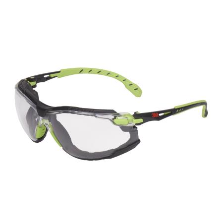 Preview: 3M™ Solus™ 1000 Schutzbrille, grün/schwarze Bügel, Scotchgard™ Anti-Fog-/Antikratz-Beschichtung (K&N), transparente Scheibe, TPE-Dichtung und Kopfband, S1201SGAF-TSKT-EU, 20 pro Packung
