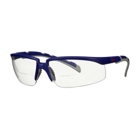 Preview: 3M™ Solus™ 2000 Schutzbrillen-Serie, blau/graue Bügel, Anti-Fog-/Antikratz-Beschichtung, transparente Scheibe Lesestärke +1,5, S2015AF-BLU, 20 pro Packung