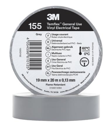 3M™ Temflex™ Vinyl-Isolierband 155, Grau, 19 mm x 20 m