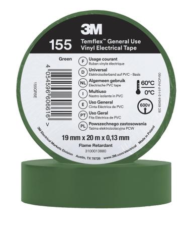 3M™ Temflex™ Vinyl-Isolierband 155, Grün, 19 mm x 20 m