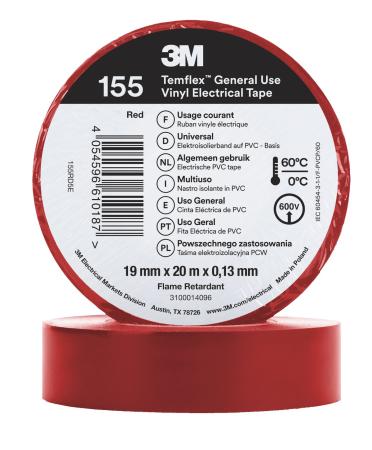 3M™ Temflex™ Vinyl-Isolierband 155, Rot, 19 mm x 20 m