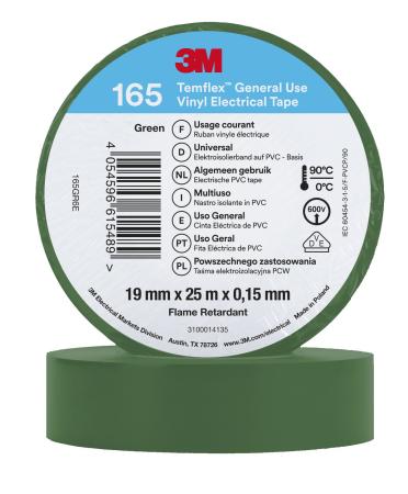 3M™ Temflex™ Vinyl-Isolierband 165, Grün, 19 mm x 25 m