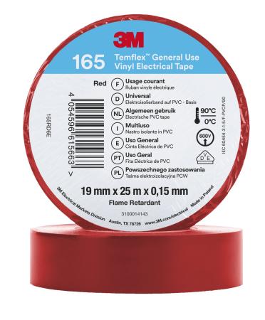 3M™ Temflex™ Vinyl-Isolierband 165, Rot, 19 mm x 25 m