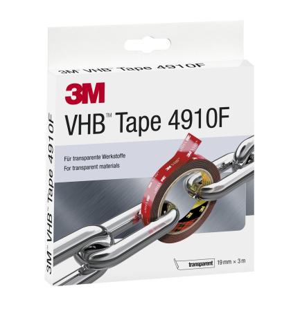 3M™ VHB™ Klebeband 4910F, Transparent, 19 mm x 3 m, 1.0 mm, Kurzrolle