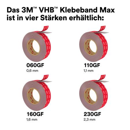 Preview: 3M™ VHB™ Klebeband Max-110GF, Grau, 25mm x 33m, 1.1mm, Schutzfolie