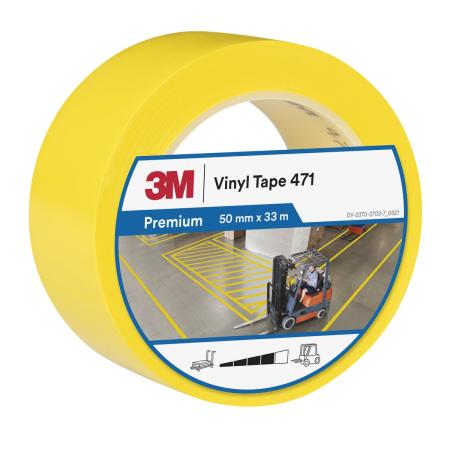 3M™ Weich-PVC-Klebeband 471, Gelb, 50 mm x 33 m, 0.14 mm, Einzelverpackt