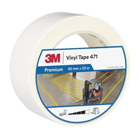 3M™ Weich-PVC-Klebeband 471, Weiß, 50 mm x 33 m, 0.14 mm, Einzelverpackt