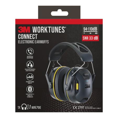 Preview: 3M™ WorkTunes™ Connect Kabelloser Kapselgehörschutz mit Bluetooth®-Technologie 90570E-1