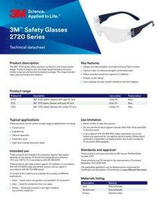 3M™ 2720 Schutzbrillen Serie, Antikratz-Beshichtung, gelbe Scheibe, 2722
