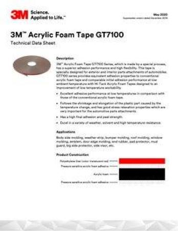 3M™ Acrylic Foam doppelseitiges Klebeband GT7108, Grau, 0.8 mm, 610 mm x 33 m