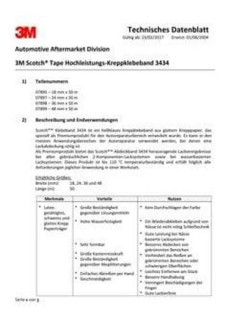 Scotch® Hochleistungsabdeckband 3434, Blau, 30 mm × 50 m, 07893