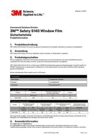 3M™ Sicherheitsfolie S140, 1524 mm x 22,86 m