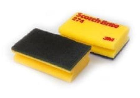 3M™ Scotch-Brite™ Schwamm 274, Gelb / Grün, 95 mm x 150 mm, 10 x 10 Stück / Karton