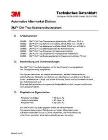 3M™ Dirt Trap Kabinenschutz, Weiß, 355,6 mm x 91,44 m, 36851