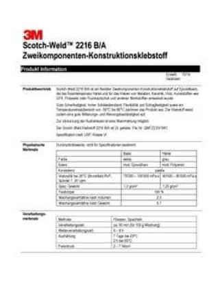 3M™ Scotch-Weld™ 2-Komponenten-Konstruktionsklebstoff auf Epoxidharzbasis DP2216, Grau, 43 ml