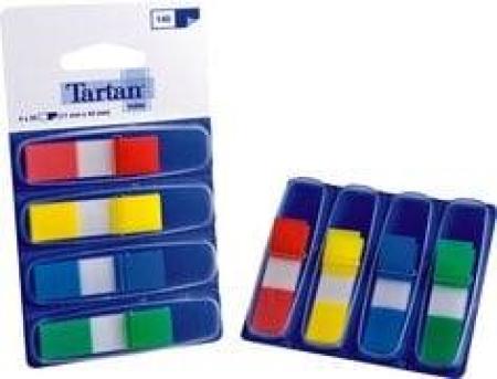 Tartan™ Index 6835-4EU, 11,9 x 43,2 mm, blau, gelb, grün, rot, 4 x 35 Haftstreifen im Spender