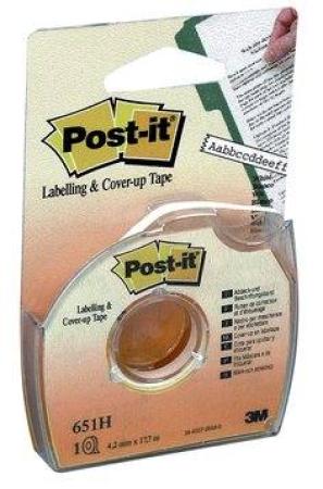 Post-it® Abdeck- und Beschriftungsband 651H, 4,2 mm x 17,7 m, weiß, 1 Rolle im Handspender
