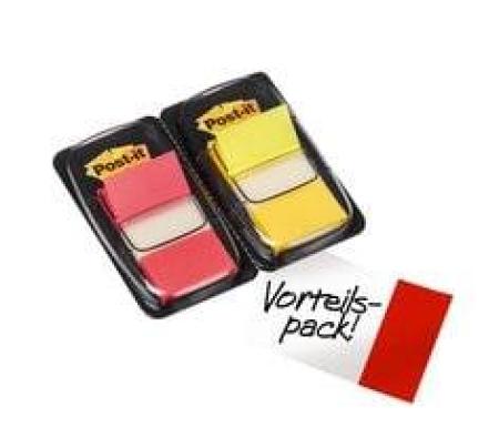 Post-it® Index Haftstreifen, Standard, Rot und Gelb, 25.4 mm x 43.2 mm, 50 Haftstreifen/Spender, 2 Spender/Packung