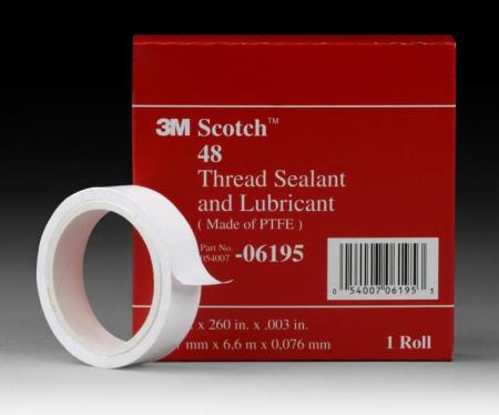 Scotch® 48 PTFE Fluorkohlenwasserstoffharzband, Weiß, 13 mm x 132 m x 0.076 mm