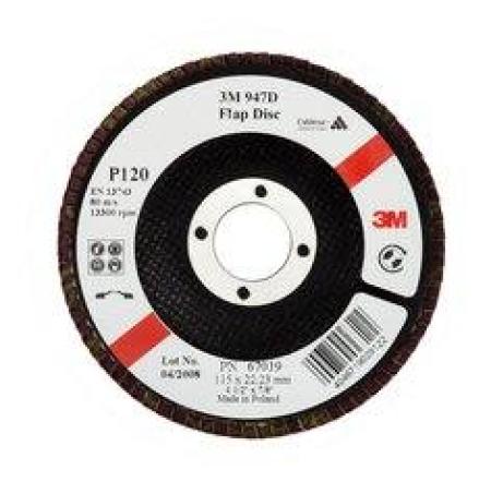 3M™ Fächerscheibe 947D, 115 mm x 22 mm, P120, flach