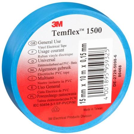 3M™ Temflex™ 1500 Vinyl Elektro-Isolierband, Blau, 15 mm x 25 m, 0,15 mm
