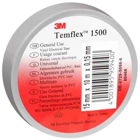 3M™ Temflex™ 1500 Vinyl Elektro-Isolierband, Grau, 15 mm x 25 m, 0,15 mm