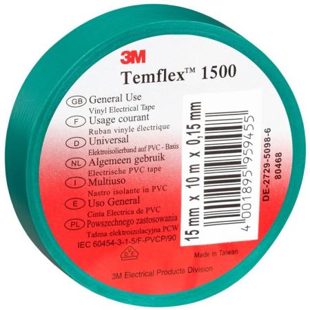 3M™ Temflex™ 1500 Vinyl Elektro-Isolierband, Grün, 19 mm x 20 m, 0,15 mm
