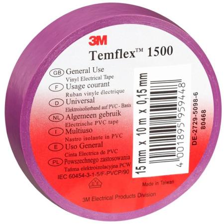 3M™ Temflex™ 1500 Vinyl Elektro-Isolierband, Violett, 19 mm x 25 m, 0,15 mm