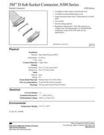3M™ 8325-6009, Buchsenstecker für die Kabelmontage, D Sub, 25-polig, 8300 Serie, 2,54 mm, 0,76 µm Au
