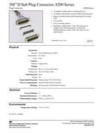 3M™ 8209-6009 + 3448, Stiftstecker für die Kabelmontage, mit Zugentlastung, D Sub, 09-polig, 2,54 mm, 0,76 µm Au