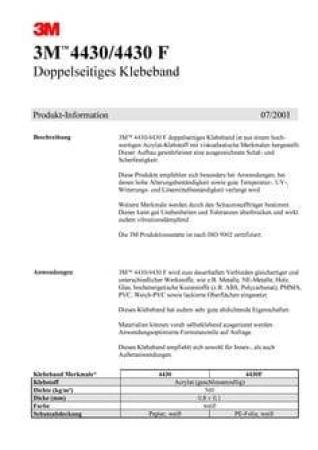 3M™ Doppelseitiges Synthetik-Klebeband 4430F, Weiß, 19 mm x 66 m, 0.8 mm