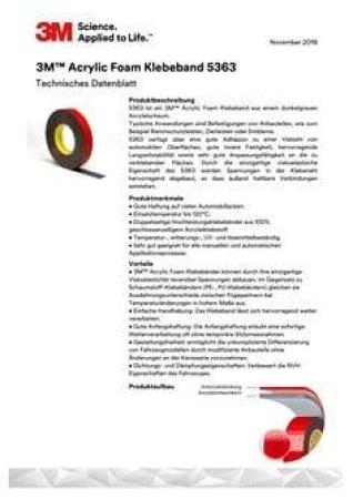 3M™ Acrylic Foam doppelseitiges Klebeband 5363F, Grau, 0.4 mm, 500 mm x 66 m