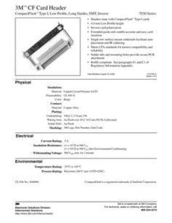 3M™ N7E50-F516-PK-30, CF Speicherkartenstecker Typ I, 7E50 Serie, 0,635 mm, 0,50 µm Au, Beige