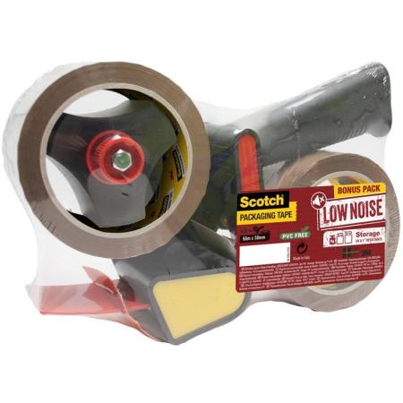 Scotch® Abroller mit Pistolengriff + 2 Rollen Scotch® Packband, braun, 50 mm x 66 m