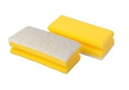 3M™ Scotch-Brite™ Schwamm 107, Gelb / Weiß, 70 mm x 130 mm, 10 x 10 Stück / Karton