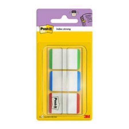 Post-it® Index Strong Ablagetabs, Standard, Rot, Blau und Grün, 25.4 mm x 38.1 mm, 66 Haftstreifen/Spender, 1 Spender/Packung
