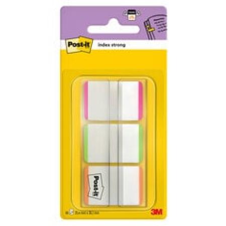 Post-it® Index Strong Ablagetabs, Standard, Orange, Rosa und Grün, 25.4 mm x 38.1 mm, 66 Haftstreifen/Spender, 1 Spender/Packung