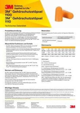 3M™ Gehörschutzstöpsel, 37 dB, ohne Kordel, 5 Paar/Packung, 1100