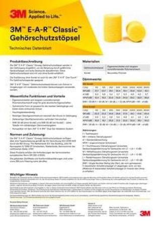 3M™ E-A-R™ Classic™ Gehörschutzstöpsel, 28 dB, ohne Kordel, 5 Paar/Packung, SP-01-002